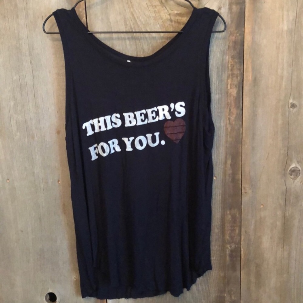 Brokedown Beer Graphic Tank Top in Black Size Medium